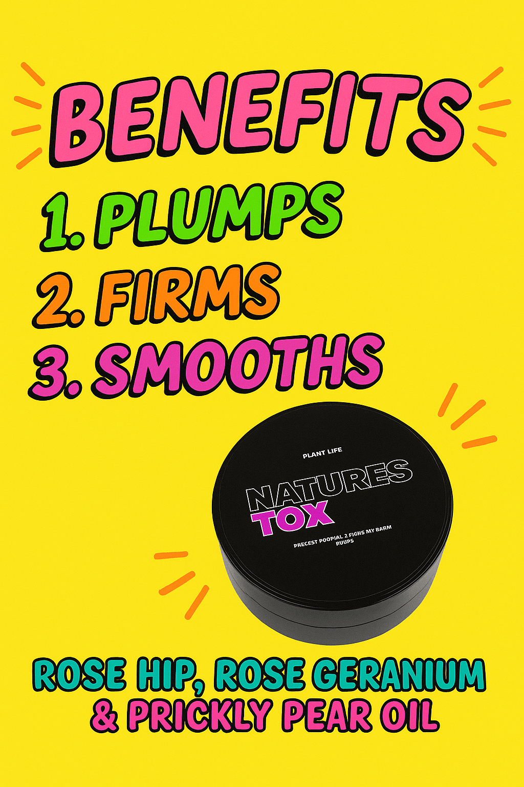 Natures B-Tox Face Balm - Prickly Pear & Rose Hip Oil - Face Balm - 50ml