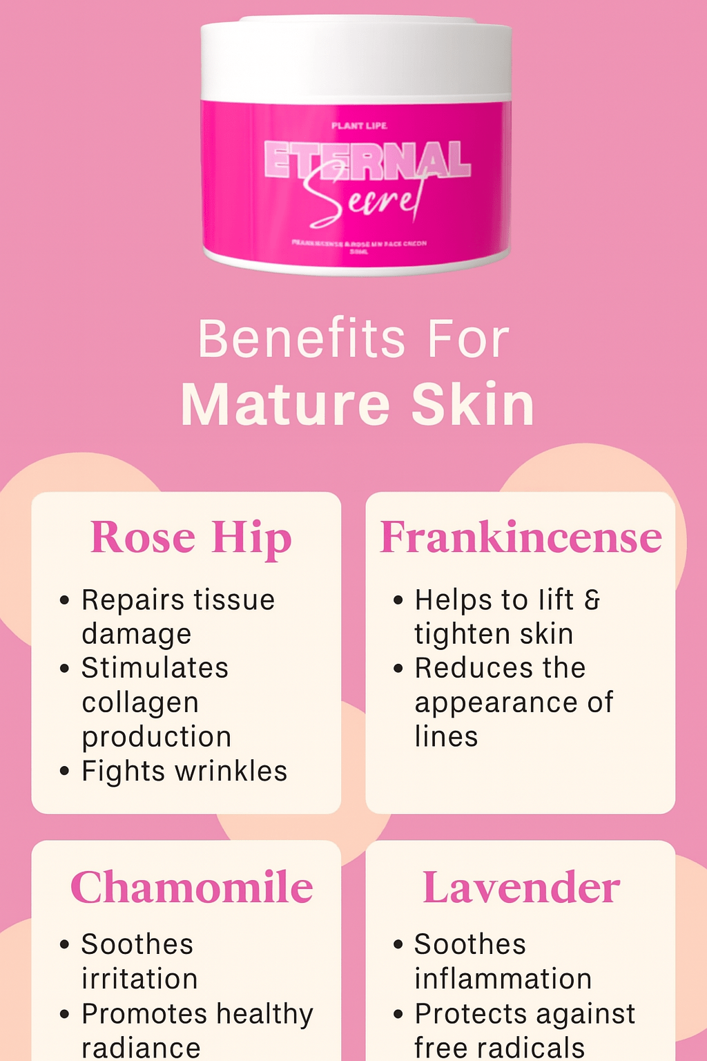 Eternal Secret - For Mature Skin - Frankincense & Rose Hip Face Cream - 50ml