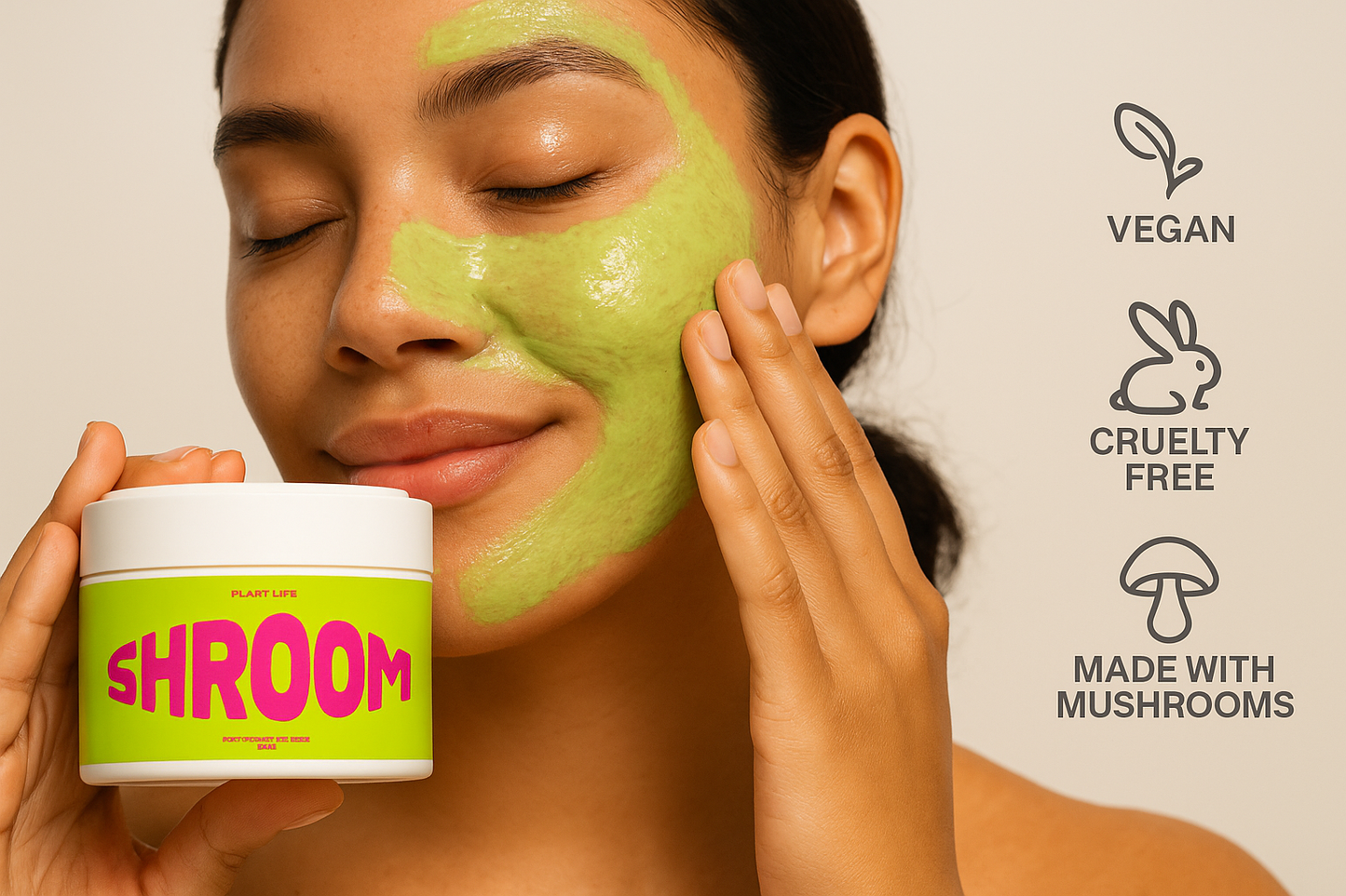 Shroom - Green Clay, Tremella & Lions Mane Face Mask - Detox & Pore Reduction - 100ml