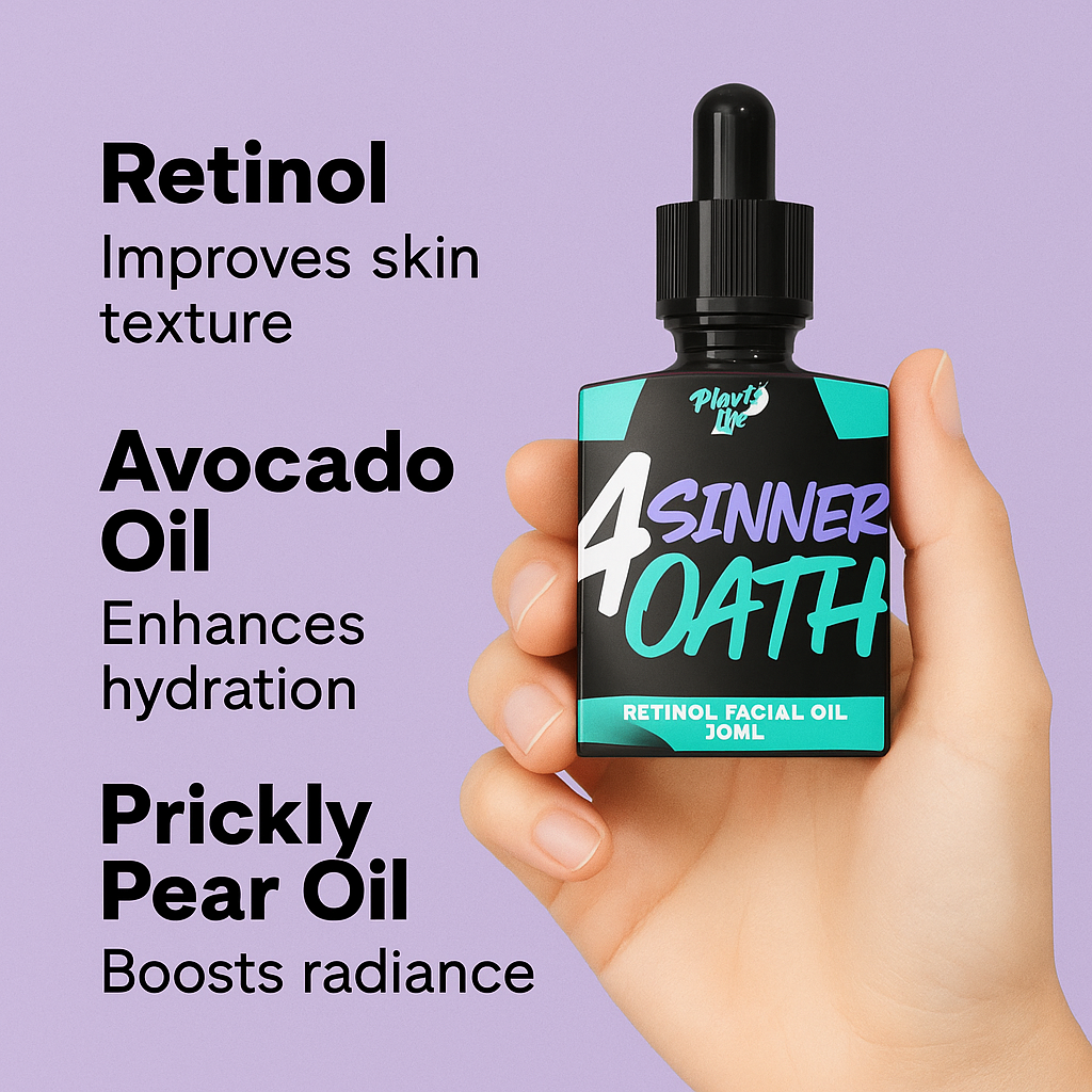 A Sinners Oath - Retinol Facial Oil - With Jojoba, Avocado & Prickly Pear - Made with 100% Natural Oils - 30ml