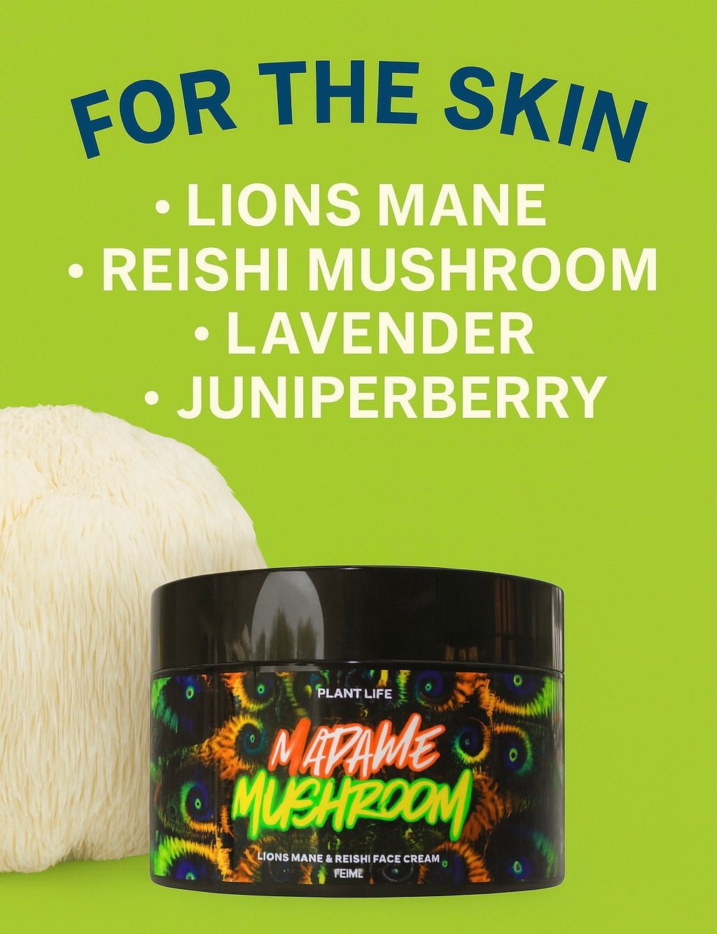 Madame Mushroom - Lions Mane, Reishi & Barley Grass - For Oxidative Detox & Skin Elasticity Face Cream - 50ml