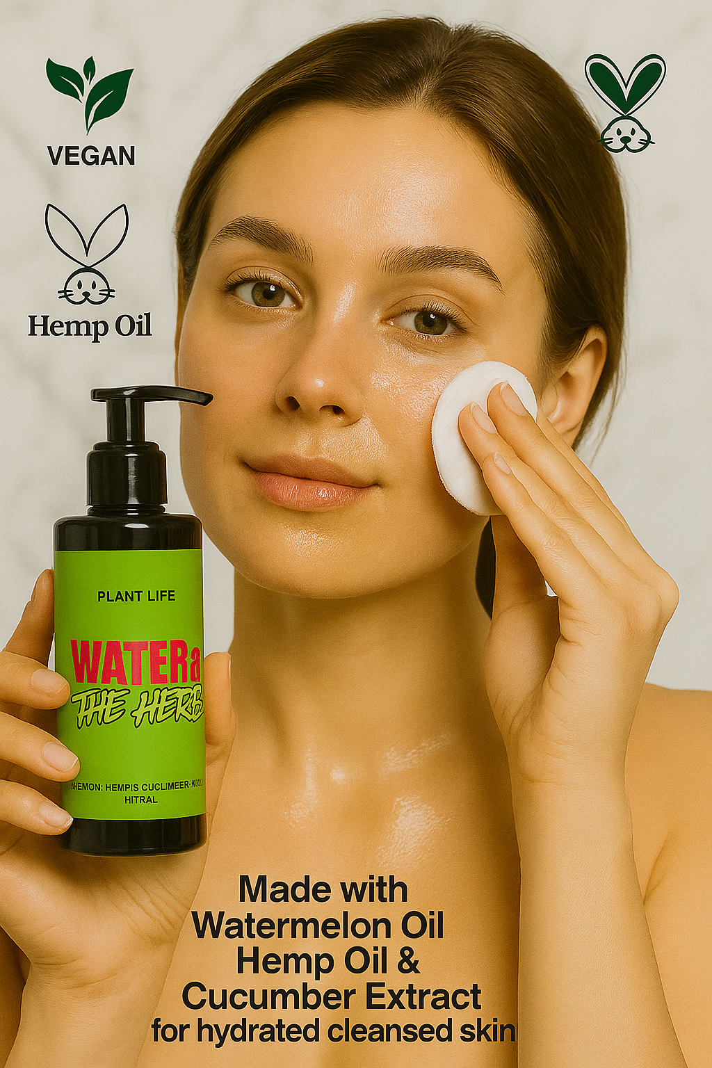 Water & The Herb Man - Watermelon, Hemp & Cucumber Cleansing Facial Oil - 100% Natural Oil Based Makeup Remover Oil - 100ml